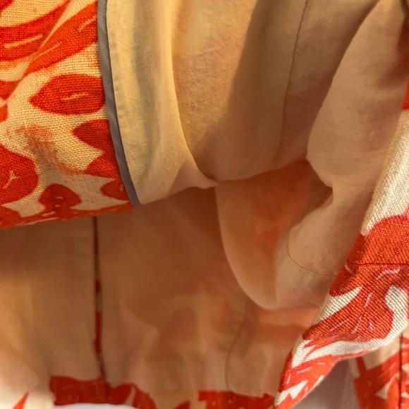 Vintage Y2K LOFT Women's Vibrant Orange and Cream Floral Blazer dead stock - Picture 9 of 14